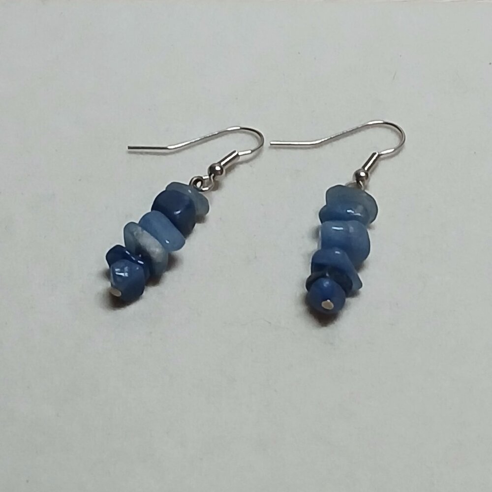 Fashion Hand Crafted Silver Tone with Blue Stone Earrings Costume Jewelry #81
